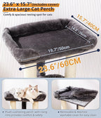 Happi N Pets 28" Cat Tree, Large Bed for Big Cats, Small Cat Tower with Soft Perch for Window Viewing, Stable Cat Tree Tower, Cat Scratching Post with Hammock, Removable Cover-Gray