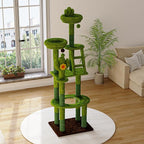 72in Cat Tree Tall Cat Tower for Indoor Cats with Transparent Capsule, Sisal Scratching Posts, Plush Perches, Multi-Level Cat Activity Center Furniture for Kittens and Large Cats (Green, 72.05in)