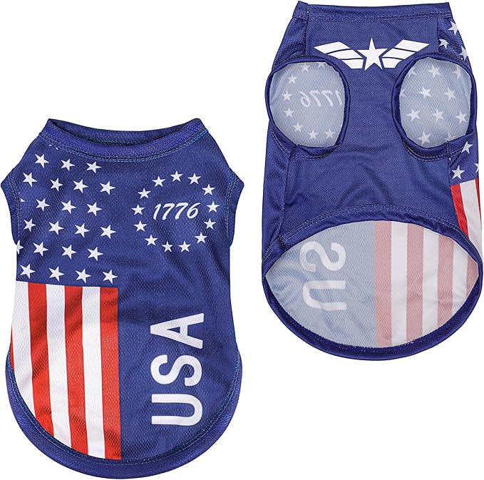 American Flag Inspired Dog Vest: Perfect Dog Shirt, Ideal Tank Top for Everyday Wear, Independence Day Celebrations Quality Materials for a Cute and Stylish Look Blue USA S