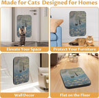 Art Cat Scratcher, Wall-Mountable Cat Scratching Board, Cat Wall Scratcher 16.7x11x1 Inch Cat Scratch Pad and Cat Scratchers for Indoor Cats Toy Furniture Protector（Water Lily Pond）