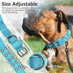 Tactical Dog Collar with Control Handle, Military Adjustable Pet Collar Reflective Heavy Metal Buckle Dog Collar, Soft Nylon Training Collar for Medium Large Dogs (Blue, Medium)