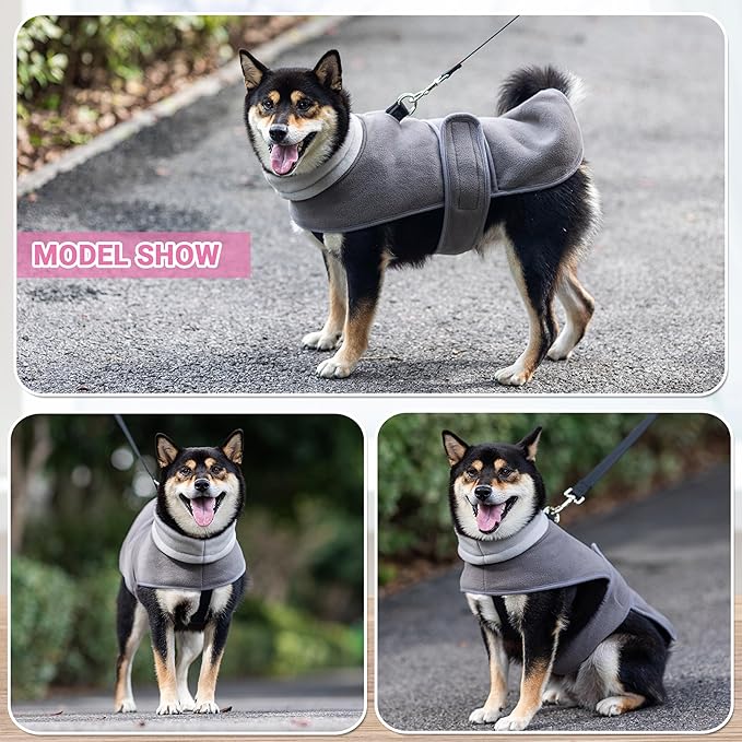 Dog Coat 2 Pack, Turtleneck Fleece Pet Winter Jacket for Cold Weather, Warm Dog Clothes Sweater Outdoor Indoor for Small, Medium, Large & XL Dogs (M-XXL)