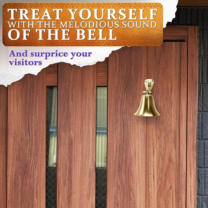 2 Pcs Bells for Door Knob – Hanging Bell for Door Opening 2″ × 1.8″ Vintage Brass with Hanging Loop, Clear Ringing Sound for Home Entry & Office Decorative – Small Bell for DIY Crafts & Holiday Decor
