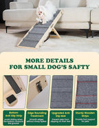 Dog Ramp Dog Stairs for Small Dogs Foldable Dog Ramp with 4 Adjustable Heights from 7.48'' to 15.35" Wood Pet Ramp with Non Slip Carpet Portable Puppy Ramp for Couch, Sofa, Low Bed
