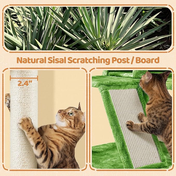 Topeakmart Cat Tree, 57in Cat Tree Tower for Indoor Cats with Basket Top Perches Sisal Scratching Board and Dalling Ball, Cat Activity Center for Kittens