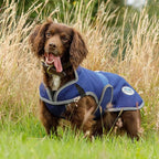 WeatherBeeta ComFiTec Premier Free Parka Deluxe Dog Coat Medium, Dark Blue/Grey/White, 12"