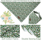 Summer Bandana - Cute Pet Bandana with Flower Pattern, Adjustable Green Puppy Bib, Washable Triangle Dog Scarf for Boy, Girl Dogs or Cats