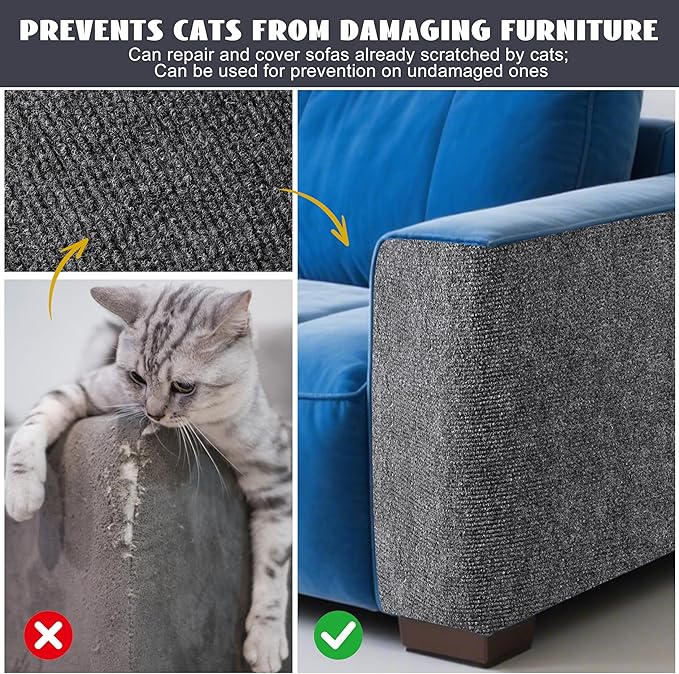 Cat Scratch Furniture Protector,Couch Protector from Cat Claws,Cat Couch Scratcher,Adhesive Cuttable Kitten Scratch for DIY Climbing,Suitable for Sofa,Wall,Door,Table Legs (Dark Gray, 39.3x15.7in)