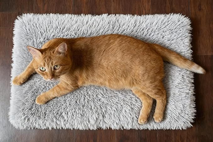 23 x12 Big Fluffy Dog Cat Bed Pad Mat, Refurbish Cat Window Perch Accessory, Double Sided, Easy Fasten & Remove for Indoor Pet Sleep Cushion, Upholster Pet Furniture
