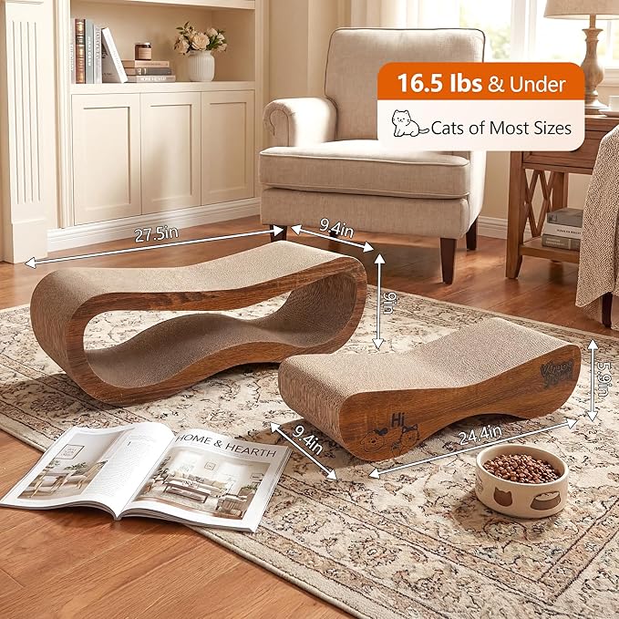 Cat Scratcher 2 in 1 Scratchers for Indoor Cats Scratching Board Cardboard, Horizontal Corrugated Scratch Pad for Cats as Beds & Furniture Reversible Sofa Scratch
