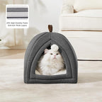 Bedsure Cat Beds for Indoor Cats - 2 in 1 Cat Cave House Tent for Kittens and Small Pets with Removable Washable Cushioned Pillow, Foldable Kitten Hideaway with Non-Slip Bottom, Dark Grey, 16 inches