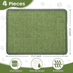 4 Pcs Cat Scratcher Mat Sisal Scratch Mats Horizontal Floor Scratching Pad Rug Sisal Fabric Cat Scratch Mat for Protecting Carpets Sofas and Cat Grinding Claws Green 11.8" x 15.7"