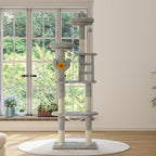 72in Cat Tree Tall Cat Tower for Indoor Cats with Transparent Capsule, Sisal Scratching Posts, Plush Perches, Multi-Level Cat Activity Center Furniture for Kittens and Large Cats (Gray, 72.05in)