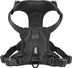 TUG Dog Harness with 2 Leash Connection Points | Adjustable, Padded, Lightweight | Handle on Back | No-Pull Front Clip (Large, Black)