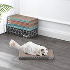 CSR1009A Naomi 17" Modern Cardboard Reversible Cat Scratcher Pad in Box with Catnip, Multi-Colored (5-Pack)