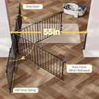Cumbor 35.1–55" No Bottom Bar Baby Gate for Stairs, 2-in-1 Auto Close Dog Gate Indoor, Hardware Mounted Wide Pet Gate for Doorways with Large Walk Thru Door, Child-Proof Safety Gate for Kids (Black)