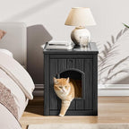 NUNU LAB Cat House for Indoor & Outdoor, Durable PP Plastic Cat Shelter with Easy Assembly & Cleaning, Cozy All-Season Pet House for Cats, Kittens & Small Pets (Black, Large)