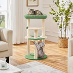 Yaheetech Cat Tree, 35.5in Cat Tower for Indoor Cats, Cat House with Scratching Posts & Padded Perch & Space Capsule, Cute Kitten Tree, Pet Furniture for Kittens, Army Green/Beige