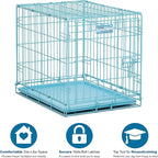 MidWest Homes for Pets 24-Inch Blue Fashion iCrate for Small Breeds, 12-20 lbs, Single Door Folding Dog Crate with Divider Panel, Leak-Proof Tray & Secure Latch, Portable, Durable & Easy to Assemble