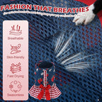 EXPAWLORER Dog Harness Small Medium Sized Dogs, Plaid Dog Dress Bowknot Harness and Leash Set, No Choke No Pull Soft Mesh Vest Cute Princess Puppy Outfits Clothes Costume for Girls Party Cats Navy S