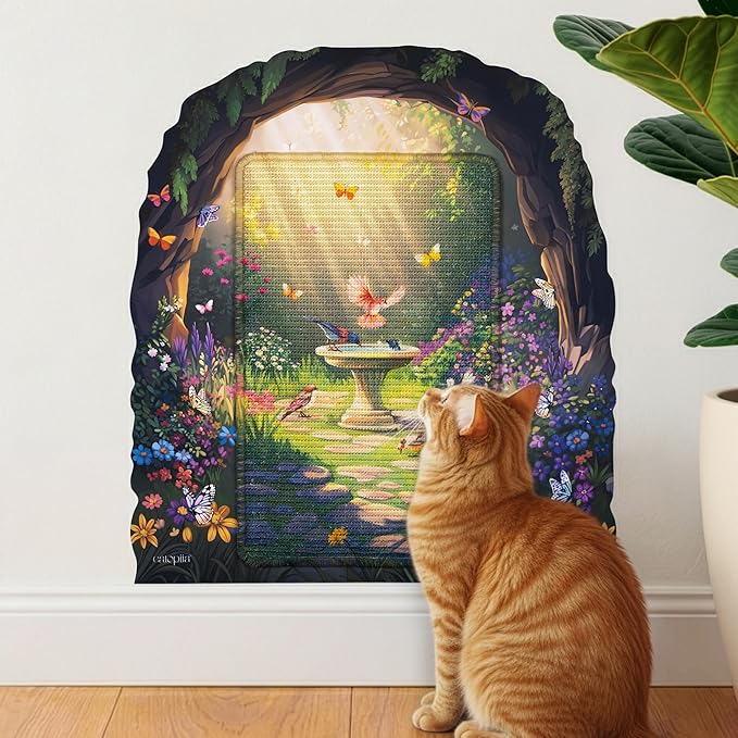 Vertical Cat Scratcher - Removable Wall Mounted Cat Scratcher and Art Decal – Wall Scratch Pad for Cats with Sisal Cat Scratcher – Large Protective Wall Scratchers for Indoor Cats