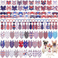 Reginary 120 Pcs 4th of July Dog Bandanas Bulk Dog Bows Set Bow Ties Cat Scarf Colorful Washable Triangle Pet Kerchief Cute Bib for Summer Small Medium Large Pets Grooming Accessories Costume