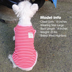 KYEESE 2Pack Dog Shirts Striped for Small Pups Soft Stretchy Pet T-Shirts Lightweight Puppy Tank Top Sleeveless Canine Vest Breathable, X-Large, Green+Pink