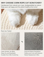 Cat Scratcher for Indoor Cats, 24.8" Slipper-Shaped Scratching Post & Pad with Hanging Ball Toy, Durable Corn Rope, Cute Cat Furniture