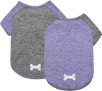 KYEESE 2Pack Dog Shirt with Sleeves, Lightweight Sun Protection Dog T Shirts for Small Dogs, Breathable Pet Tank Top Reflective Dogs Clothes for Summer Outdoor Walking, Purple+Grey, M