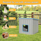 KAMABOKO Outdoor Cat Shelter Weatherproof PP Plastic Cat House for Winter, Insulated Cat Condo for Feral and Outdoor Cats with Waterproof Flat Base for Porch, Backyard, Blue