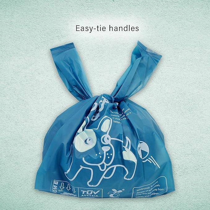 Home Compostable Dog Poop Bags with Handles, Extra Thick Leak-Proof Dog Waste Bags, Unscented & Eco-Friendly, 9 x 13 inch (16 inch w/Handles), 84 Count