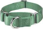 Mikivery Martingale Dog Collar Nylon Adjustable and Safety Training Colourful Comfortable Metal Buckle Pet Collars for Small Medium and Large Dogs(Emerald,M)