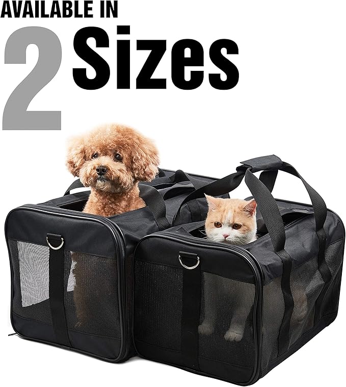 FluffyDream Pet Travel Carrier Soft Sided Portable Bag for Cats, Small Dogs, Kittens or Puppies, Collapsible, Durable, Airline Approved, Travel Friendly, Carry Your Pet with You Safely and Comfortably