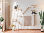 FUKUMARU Cat Climbing Shelf Wall Mounted, Four Step Cat Stairway with Jute Scratching for Kitten Perch Platform Walls Furniture