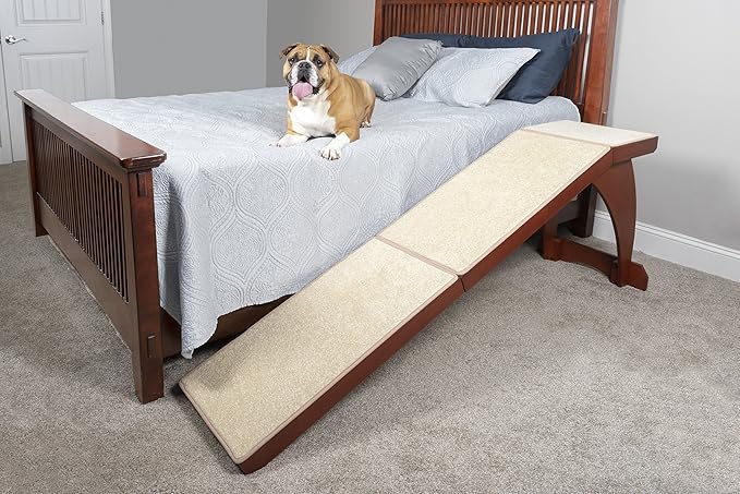 PetSafe CozyUp Bed Ramp for Dogs and Cats - Durable Frame Supports up to 120lb & Happy Ride Telescoping Dog Ramp for Cars, Trucks, & SUVs - Extends 39 to 72 Inches
