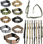 FDC Dog Tactical Collar with Leash Bungee Handle Heavy Duty Training Military Army Molle Width 1.5in Plastic Buckle TAG Hole Medium Large M, L, XL, XXL (XXL: Neck 20" - 24", Coyote Desert Tan)