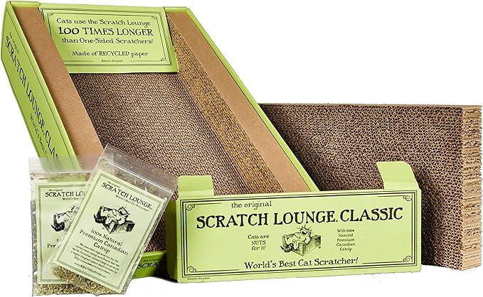 Scratch Lounge - Reversible Cardboard Cat Scratcher with Floor Refill and Catnip