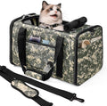 Cat Carrier Soft 25lbs Two Loading Pet Carriers Portable Small Dog Puppy Airline Approved Carrier with Side Pockets Foldable Portable for Outdoor Car Digital Grey