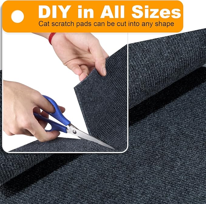 Large Cat Scratching Mat, 118"x15.8" Self-Adhesive Cat Scratch Furniture Protector, Trimmable DIY Cat Wall Climbing Carpet, Cat Couch Protector, Cat Scratching Pad Replacement (Dark Gray, 30 Nails)