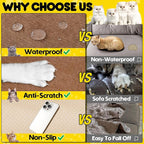 Loiion Cat Scratch Furniture Protector - Anti-Slip, Waterproof Sofa Cover to Keep Cats Off, Pet-Friendly Couch Protectors for 3 Cushion Couch, Anti-Scratch Couch Cover for Pets and Kids 118"X91"Brown