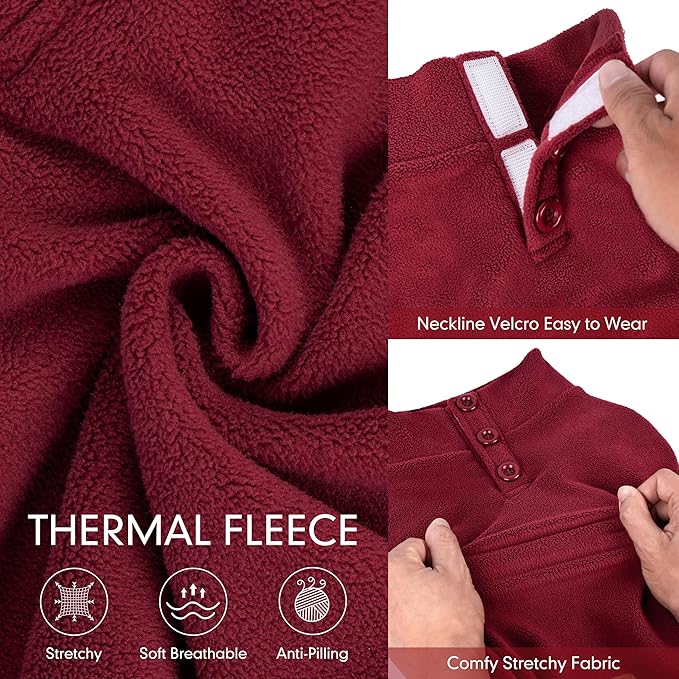 cyeollo Dog Pajamas Large Sized Dog, Fleece Dogs Pjs Thermal Doggie Onesie Soft Stretchy Doggie Sweater Pet Jammies Clothes for Large Dogs Female & Male, Burgundy 3XL