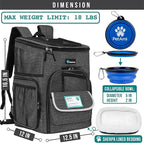 PetAmi Dog Backpack Carrier, Airline Approved Cat Backpacks for Carrying Small Large Cats, Pet Carrier Back Pack, Ventilated Soft Sided for Travel, Hiking, Camping, Max 18 lbs, Charcoal