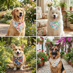 ADOGGYGO 4 Pack Floral Dog Bandanas, Colorful Flower Pet Scarf Bib, Spring Summer Floral Bandanas Costume Accessories for Extra Large Dogs (X-Large)