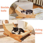 Sisal Cat Scratcher Bed Scratch Chair Aesthetic Cat Lounger Natural Wood Scratch Post Replaceable Sisal Mat with Catnip and Felt Pads,Medium Size(Cloud Edge)
