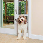 PetSafe Sliding Glass Pet Door - No-Cut DIY Install Doggy Door for Renters - Aluminum Frame - Adjustable Height 75 7/8" to 80 11/16" - Ideal for Extra Large Dogs Up to 220 lb - White