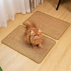 Cat Scratcher Mat,Sisal Cat Scratch Pad with Hook&Loop Tape,Wall Floor Kitten Scratching Pads Rug for Indoor,Furniture Protector for Couch&Carpets&Sofas,Kitty Bithday Gifts,Medium,Brown,2 Pack