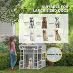 PawHut Dog House Outdoor Indoor, 79" x 41" x 63" Wooden Dog Shelter with Porch, Storage Cabinet, Weatherproof Roof, Elevated Floor, Air Vents & Observation Windows, Large Pet Shelter for Large Breeds