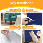 Cat Scratch Pad for Wall,Cuttable and Adhesive Cat Scratching Mat,Fun Interactive Scratcher,Cat Scratch Furniture Protector (Dark Blue,39.3×15.8inch)