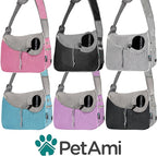 PetAmi Small Dog Sling Carrier, Soft-Sided Crossbody Puppy Carrying Purse Bag, Adjustable Sling Pet Pouch to Wear Medium Dog Cat Travel, Dog Bag for Traveling, Poop Bag Dispenser, Max 10 lbs, Pink