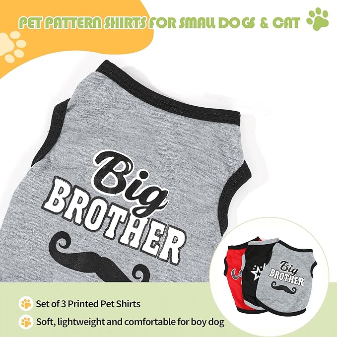 3 Pieces Dog Shirts Spring Dog Clothes for Small Dogs Girl Boy Cute Summer Chihuahua Clothes Soft Puppy Pet T Shirts XXS~M (Red,Black,Grey, Small)